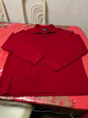 Polo Ralph Lauren mens 1/4 zip 100% cotton red pullover sweater size 2XL